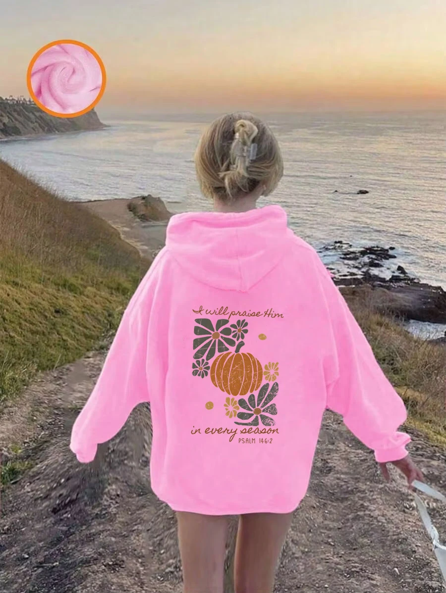 Boho Pumpkin Wildflowers Hoodies Girls Boys Autumn Winter Long Sleeve Pullover Fashion Aesthetic Flower Y2K Sudaderas Kids Hoody