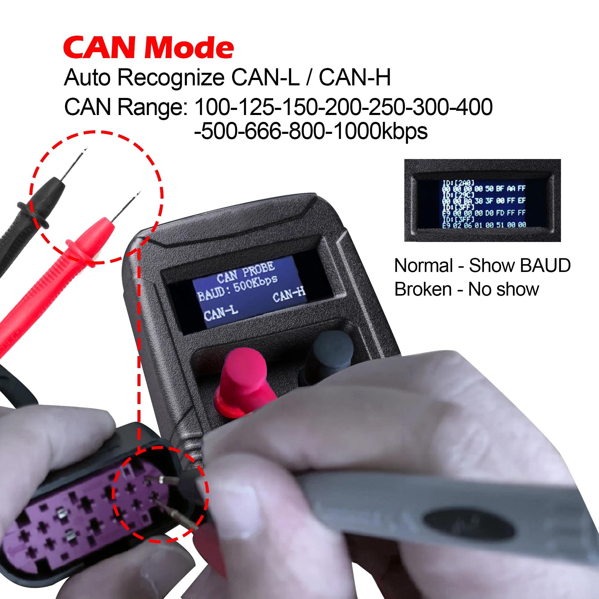 CAN Tester Box Vehicle Repair Help, CAN Bus Analysis, Automatic Recognize CAN-H & CAN-L, LIN Tester Automotive Diagnosis