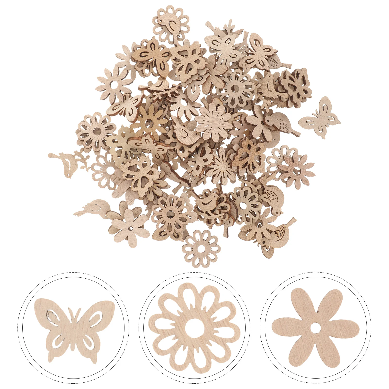 

100pcs 20mm Wooden Buttons Craft Beads Christmas Charms Slices for Painting Rustic Vintage Embellishments Cutouts