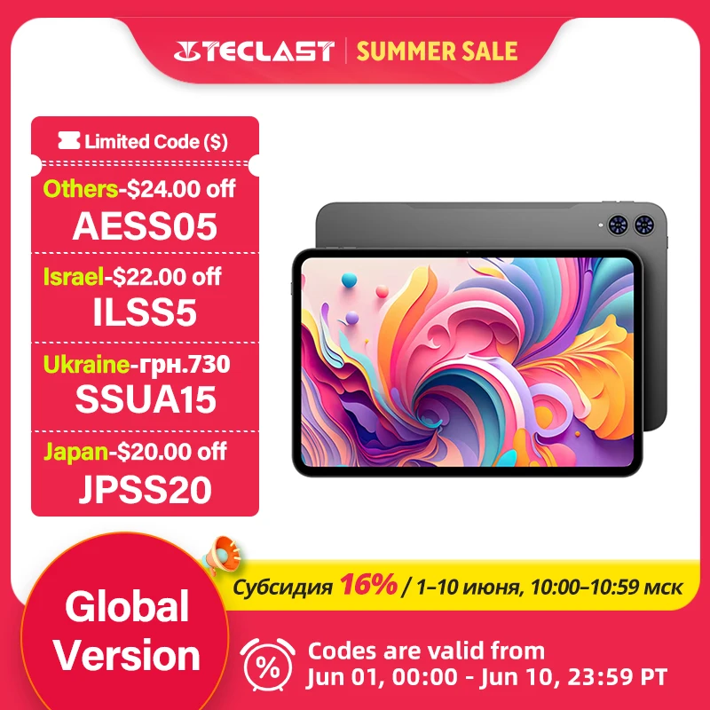 Teclast T65 13.4 inches 2K 120Hz Screen Unisoc T7280 Octa Core Max 26G RAM 128GB ROM 8000mAh Battery Android 16 Tablets Dual SIM