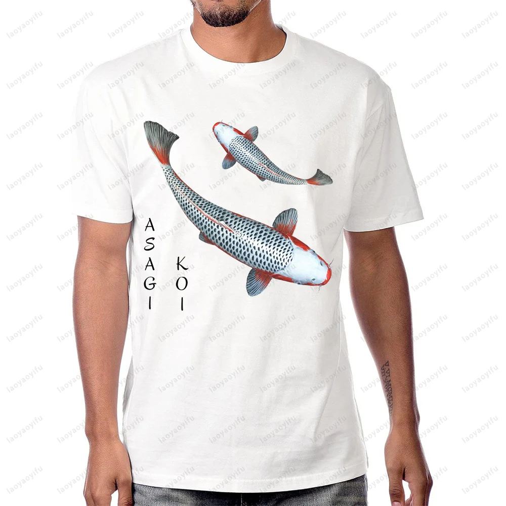 New Arrival Japanese Koi Fish Art Drawing T-shirt Casual Fashion Loose Harajuku Man Tshirt Streetwear Short Sleeve Cotton Tees
