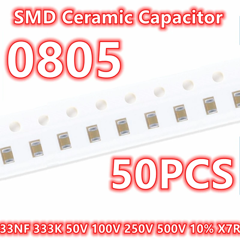 

(50pcs) Original 0805 33NF 333K 50V 100V 250V 500V 10% X7R SMD Ceramic Capacitor IC 2012