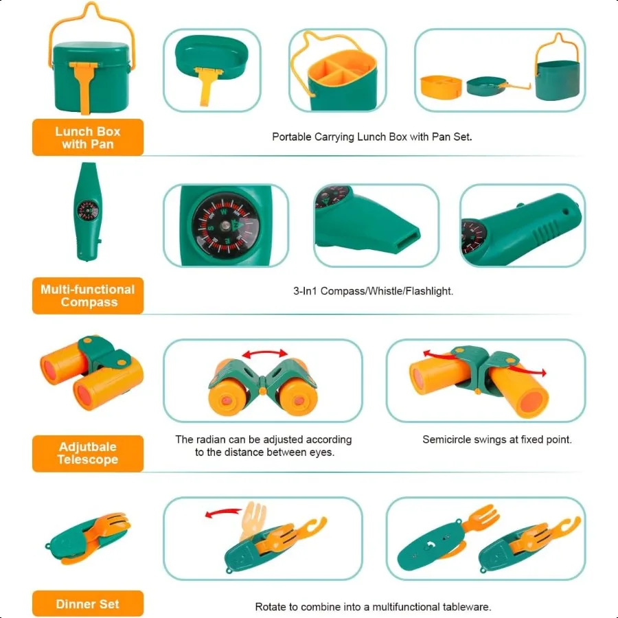 Meland ensemble de Camping avec tente jouets pour tout-petits pour garçons avec feu de camp jouets de Camping pour intérieur extérieur semblant jouer idée cadeau pour garçon