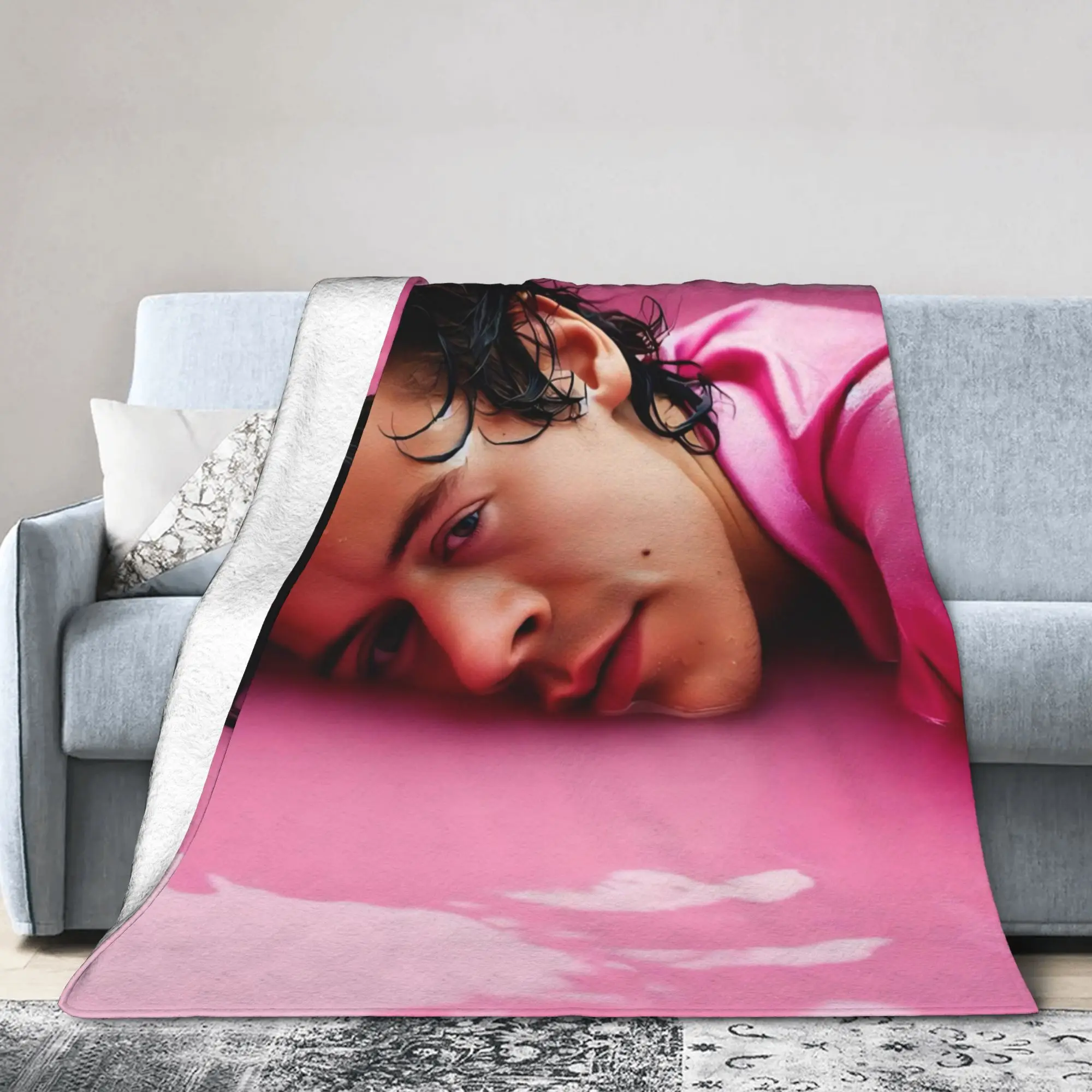 Kiss All The Time Pink Blanket Cover Harrys Singer Styles  Fuzzy Throw Blanket Summer Air Conditioning Decoration Bedspreads