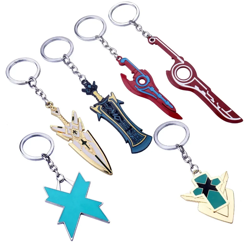 Xenoblade Chronicles-2 Enamel Pendant Keychain for Men Monado Pyra Mythra Rex Metal Key Ring Finder Fans Car Bag Jewelry Gift