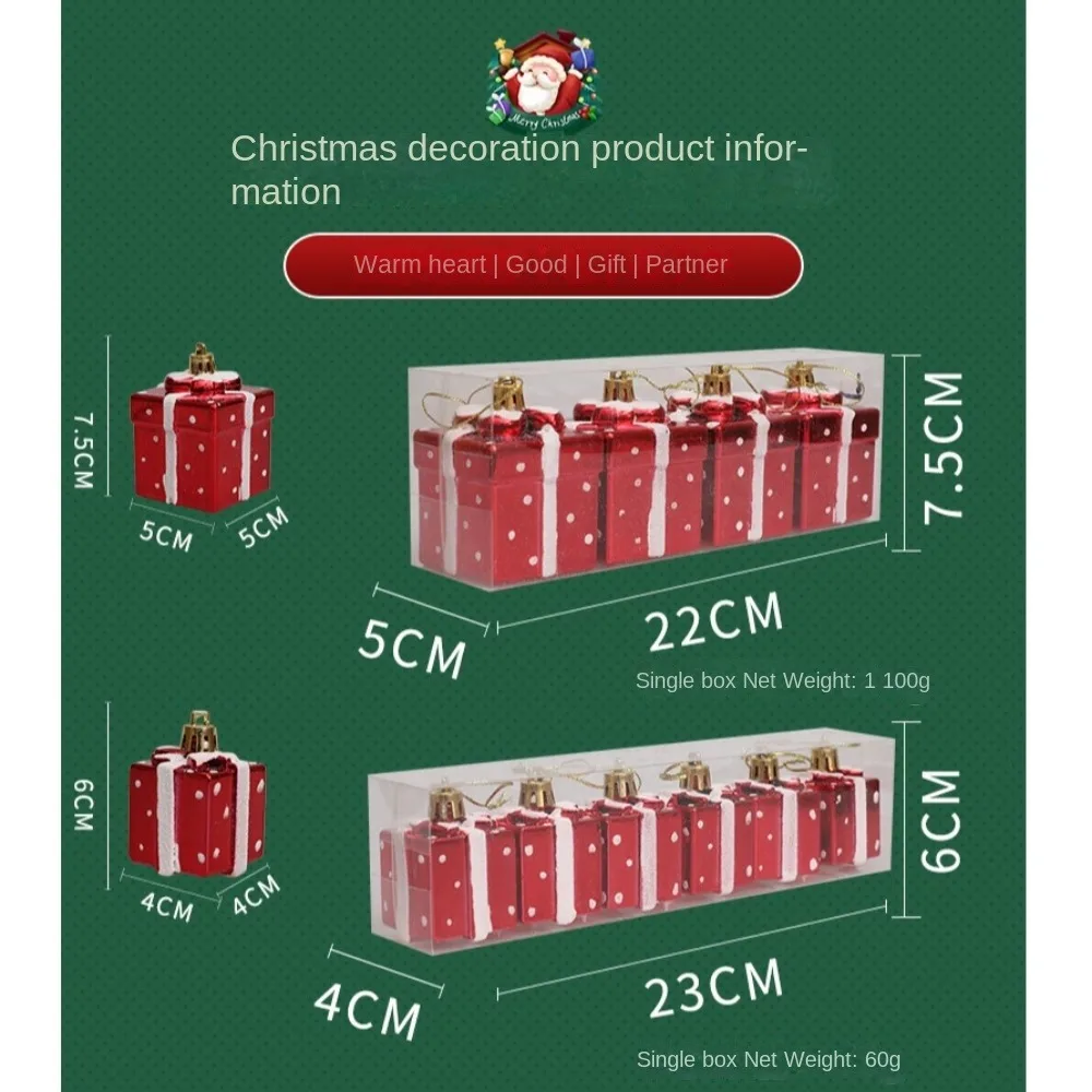 DIY 공예품 페인트 크리스마스 선물 플라스틱, 크리스마스 트리 장식, 새해 행잉 장식, 크리스마스 선물 상자 펜던트, 4 cm, 5cm