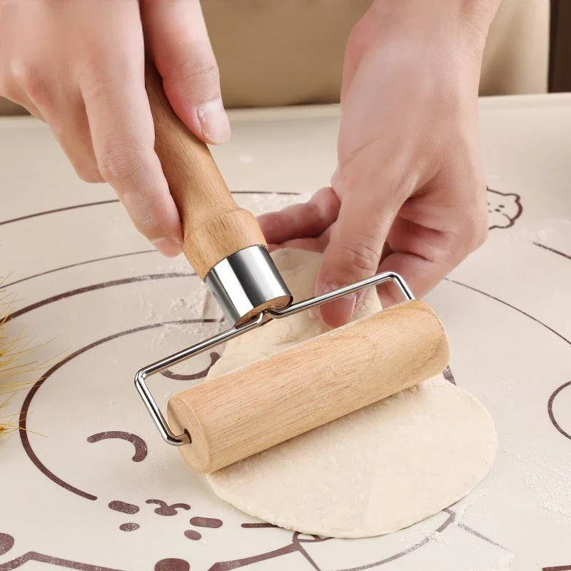 Lightweight Non Stick Wooden Rolling Pin and Pizza Bread Pastry Kitchen Baking Drum Tool, Essential for Home Kitchen Baking
