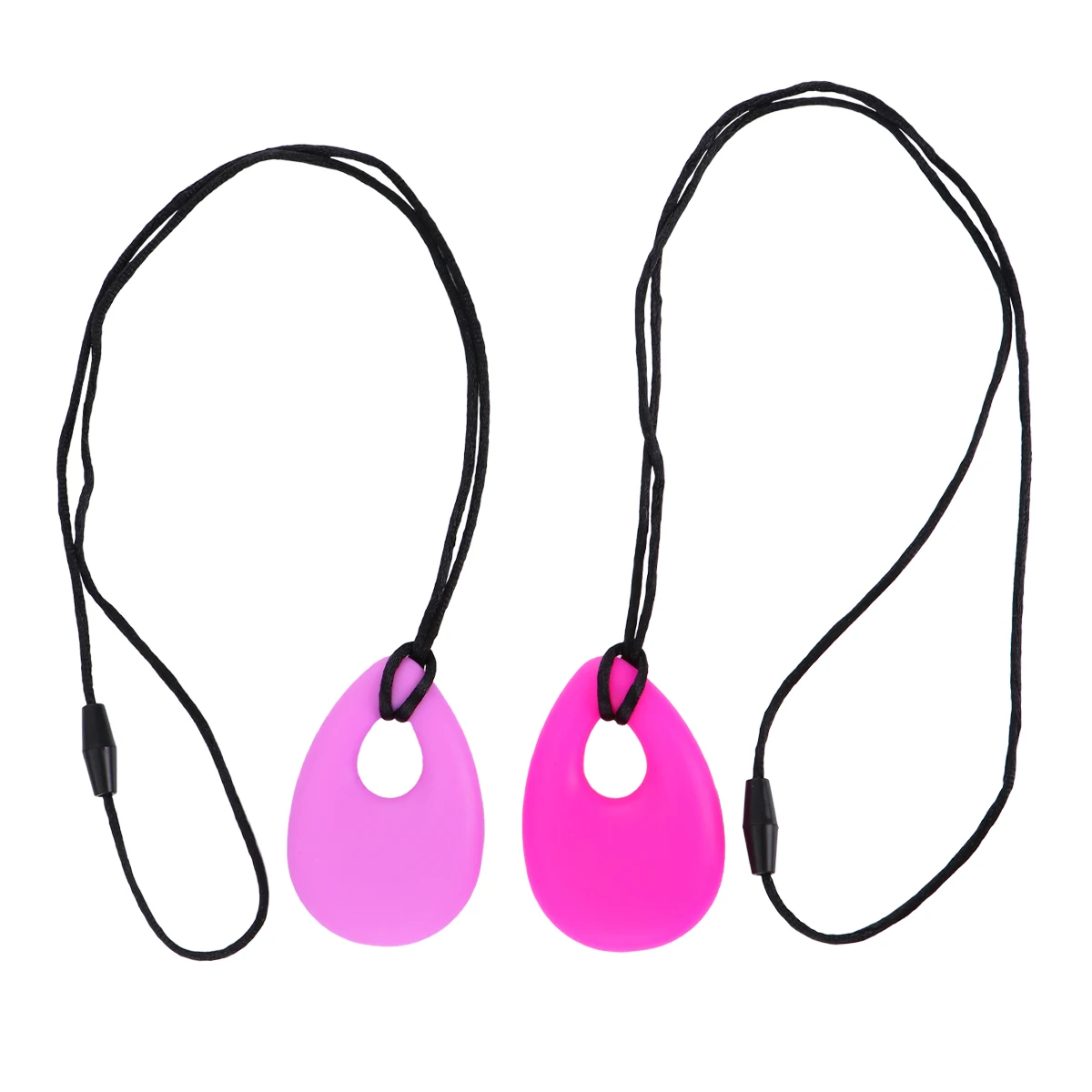 

2pcs Silicone Baby Teether Necklace Colorful Chew Pendant For Newborn Infants Molar Training Gift (Rosy Purple)