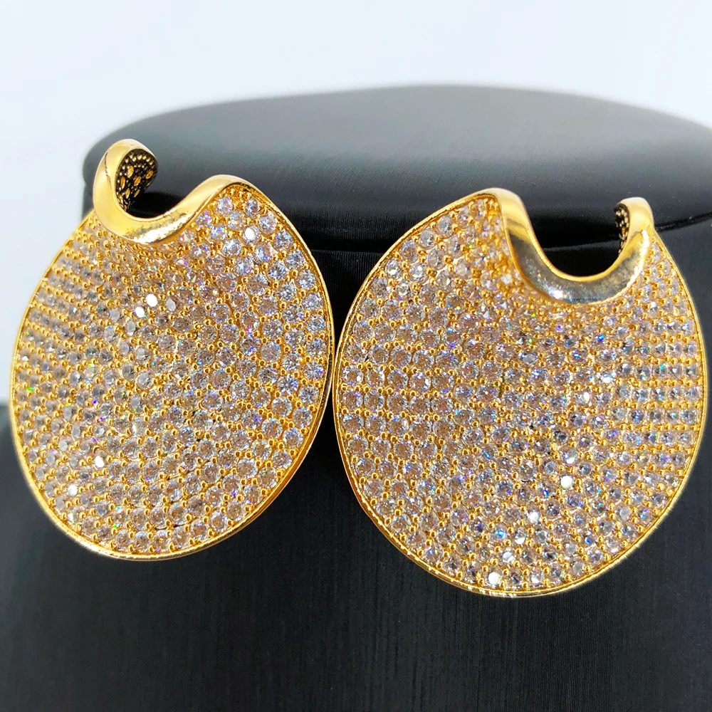 

Missvikki Big Round Earrings Shiny Cubic Zircon Fashion Earrings For Women Bridal Wedding Party Accessories New Luxury Romantic