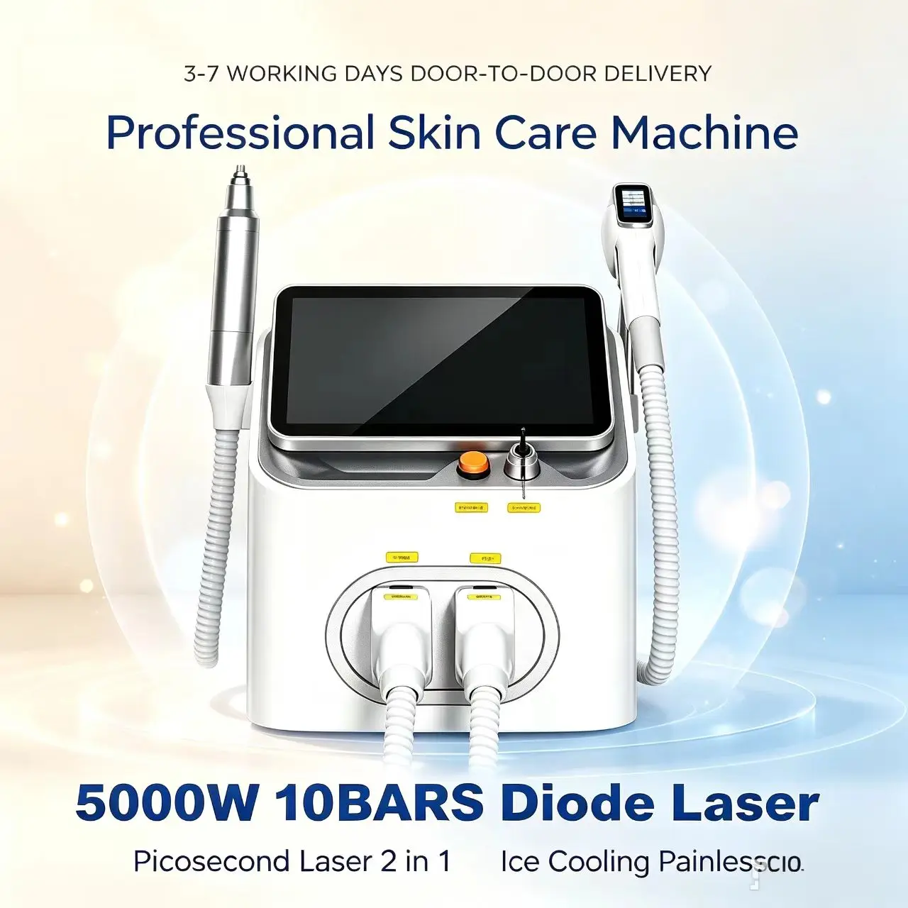 2IN1 Multifunctional Lase Beauty Machine 10Bars 4 Waves 5000W Diode Hair Removal Picosecond Qswitch ND YAG 1064NM Tattoo Remova
