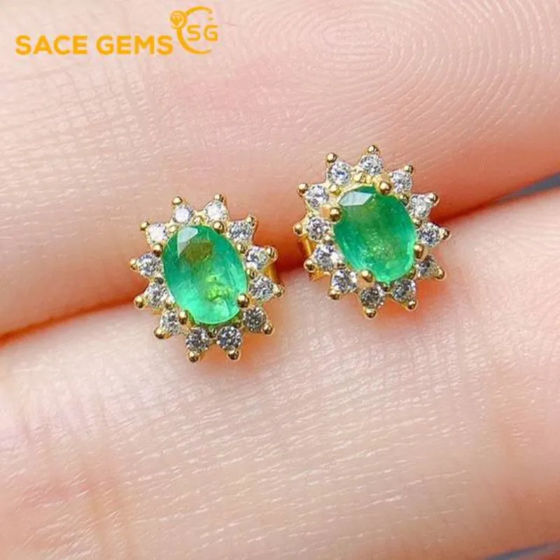 

SACEGEMS модные серьги-капли для женщин, стерлинговое серебро 925 пробы 3*4 мм, серьги-гвоздики с натуральным изумрудом, свадебная вечеринка, ювелирные изделия, подарок