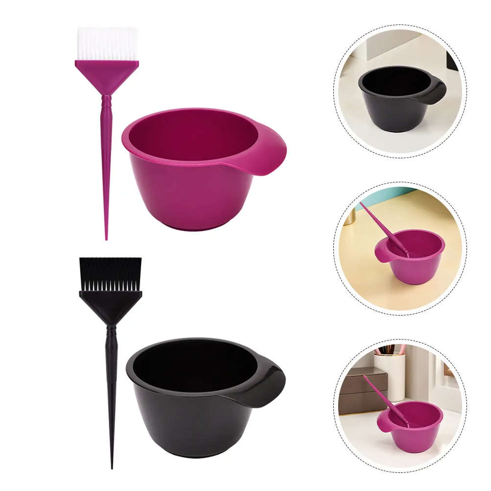 2Pcs Hair Coloring Kit Thickened Bowl Soft Brush Hair Dye Tools Professional Salon Home Dyeing Set Easy Use Dye Brush