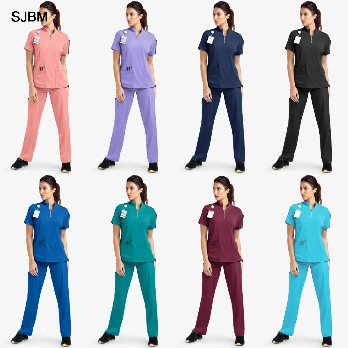 

Woman Scrub Set Beauty Salon Work Wear Clinical Scrubs Top-Pants Spa Nursing Tunic SuitMedical Doctor Nurse Surgical Uniforms