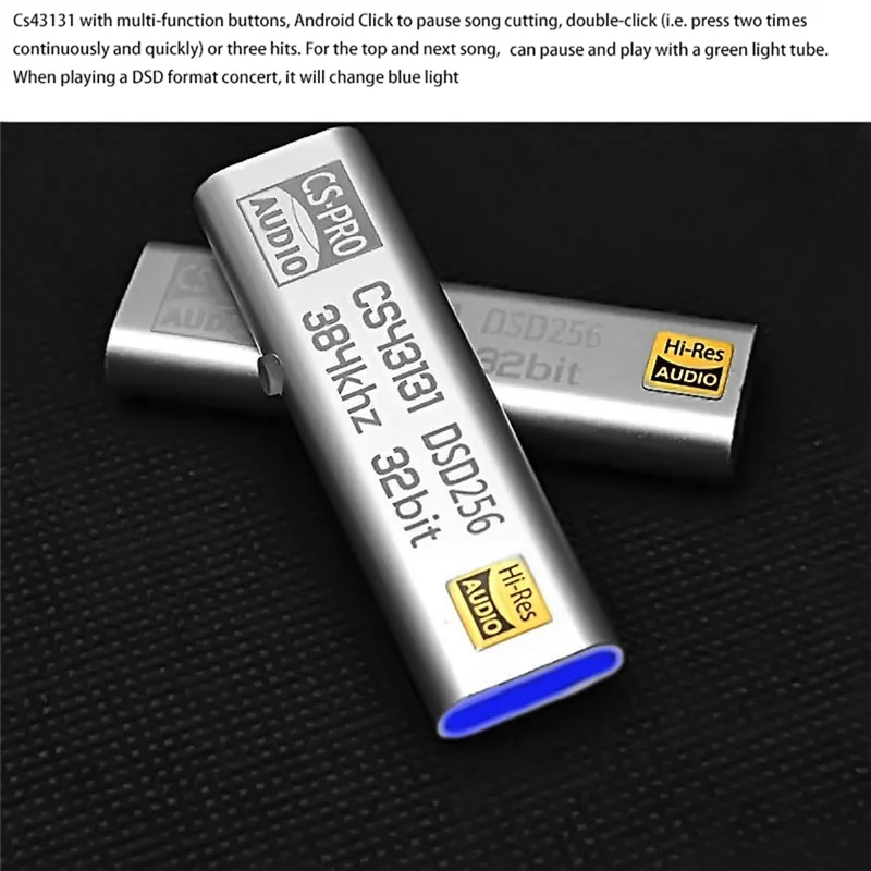 Doskonały DEKODER TYPE C na 3.5MM DSD256 do Androida, Wzmacniacz Słuchawkowy Adapter DAC Przenośny USB Logic Hifi do PC z Win10, Zamiennik