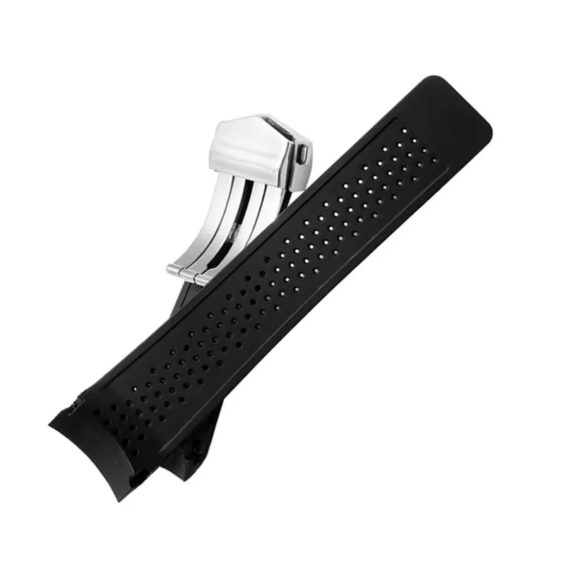 Bracciale per orologio per TAG HEUER GRAND CARRERA AQUARACER cinturino in silicone morbido 22mm 24mm cinturino da uomo cinturino in gomma nera