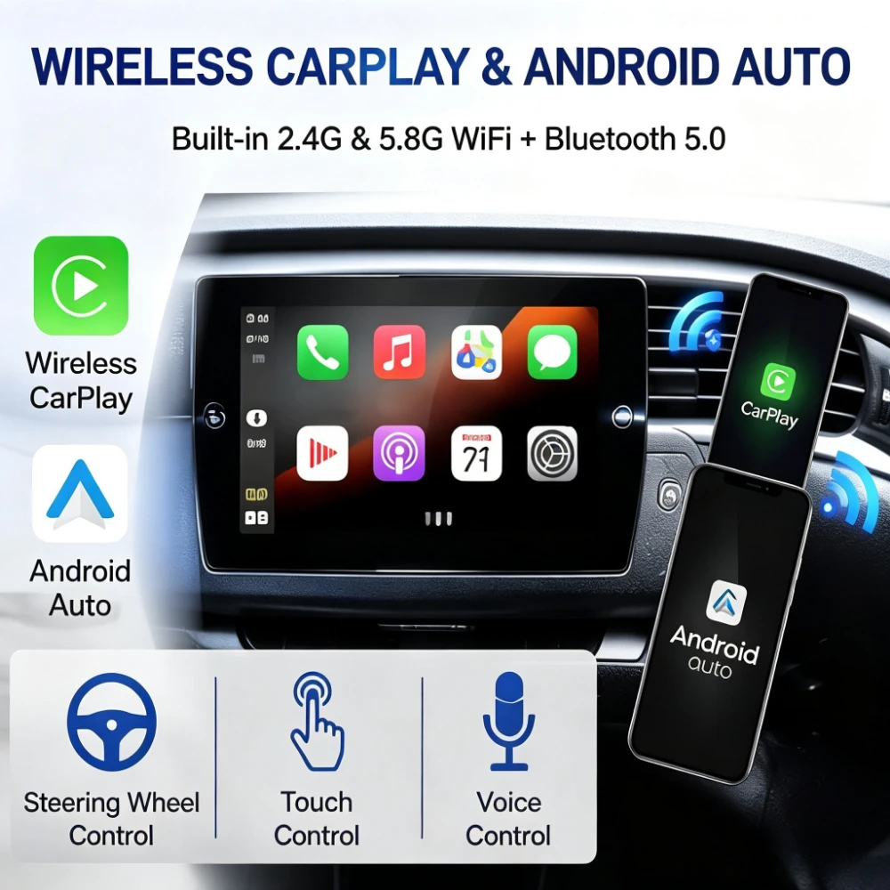Wireless CarPlay Android Auto Retrofit Kit for Toyota 2014-2019 Touch2 Entune 2 OEM Screen Upgrade Decoder Box