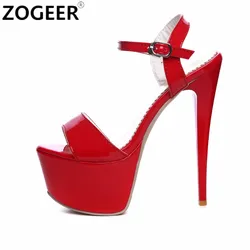 Summer Women Sandals Platform Flip Flops Sexy Red White Extreme 16cm High Heels Luxury Party Wedding Dance Shoes Lady Large Size