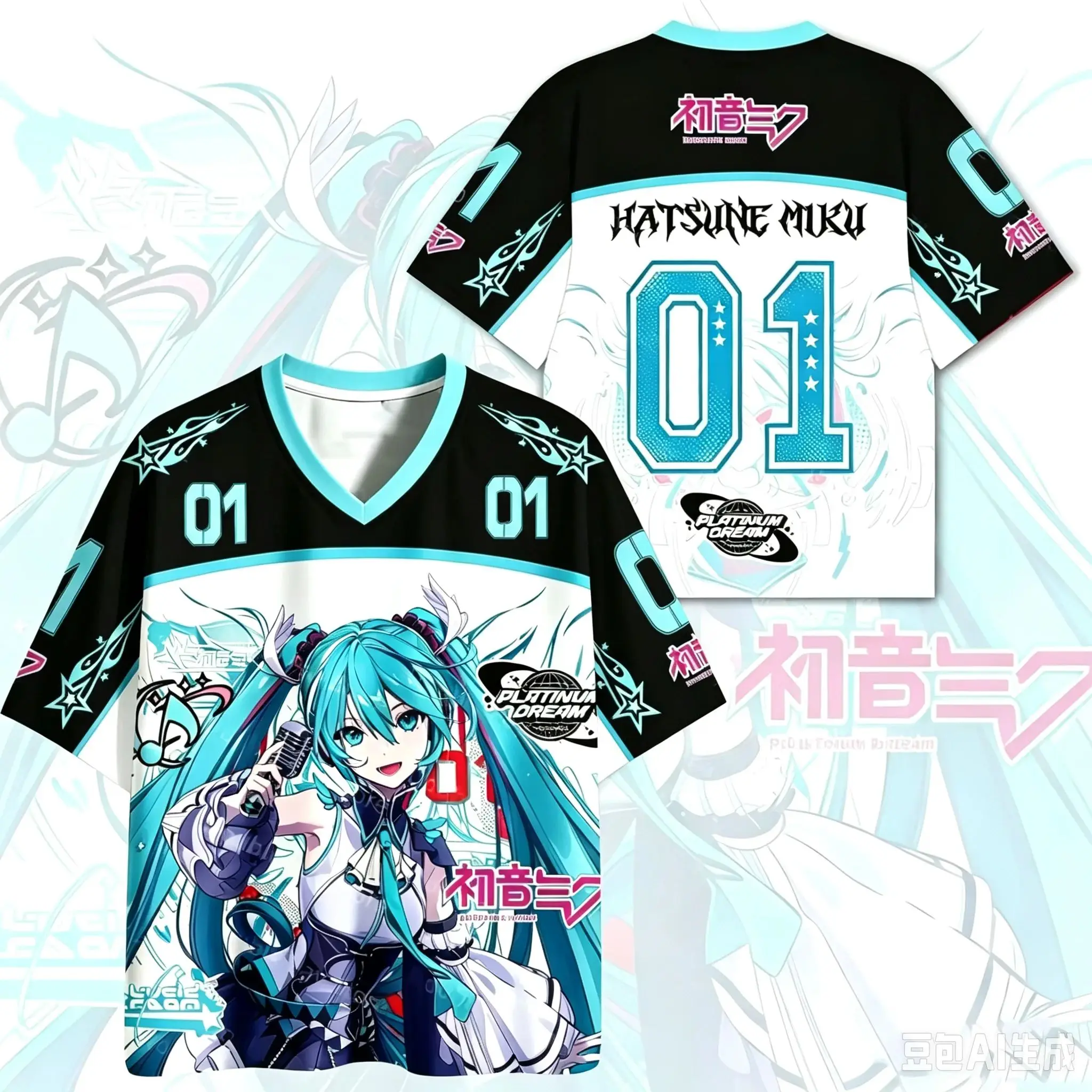 2027 Hatsune Miku 01 Jersey T-shirt Unisex 3D Full Print Streetwear Y2K Style Anime Tee Casual Short Sleeve Summer Tops for Fans