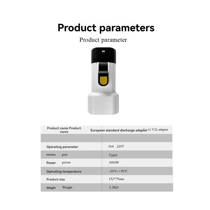 

Портативный разрядный адаптер V2L для ZEEKR 001 (тип 2) с розеткой Schuko для электромобилей, для кемпинга