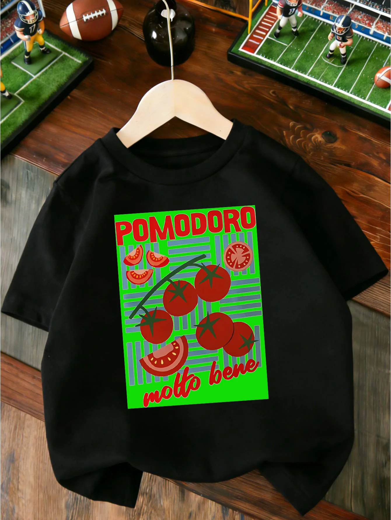 Vintage Pomodoro Fresh Tomato Art Letter Print T Shirt Boys Girls Lovely Short Sleeve Tee Family Matching Soft Cotton Kids Tops