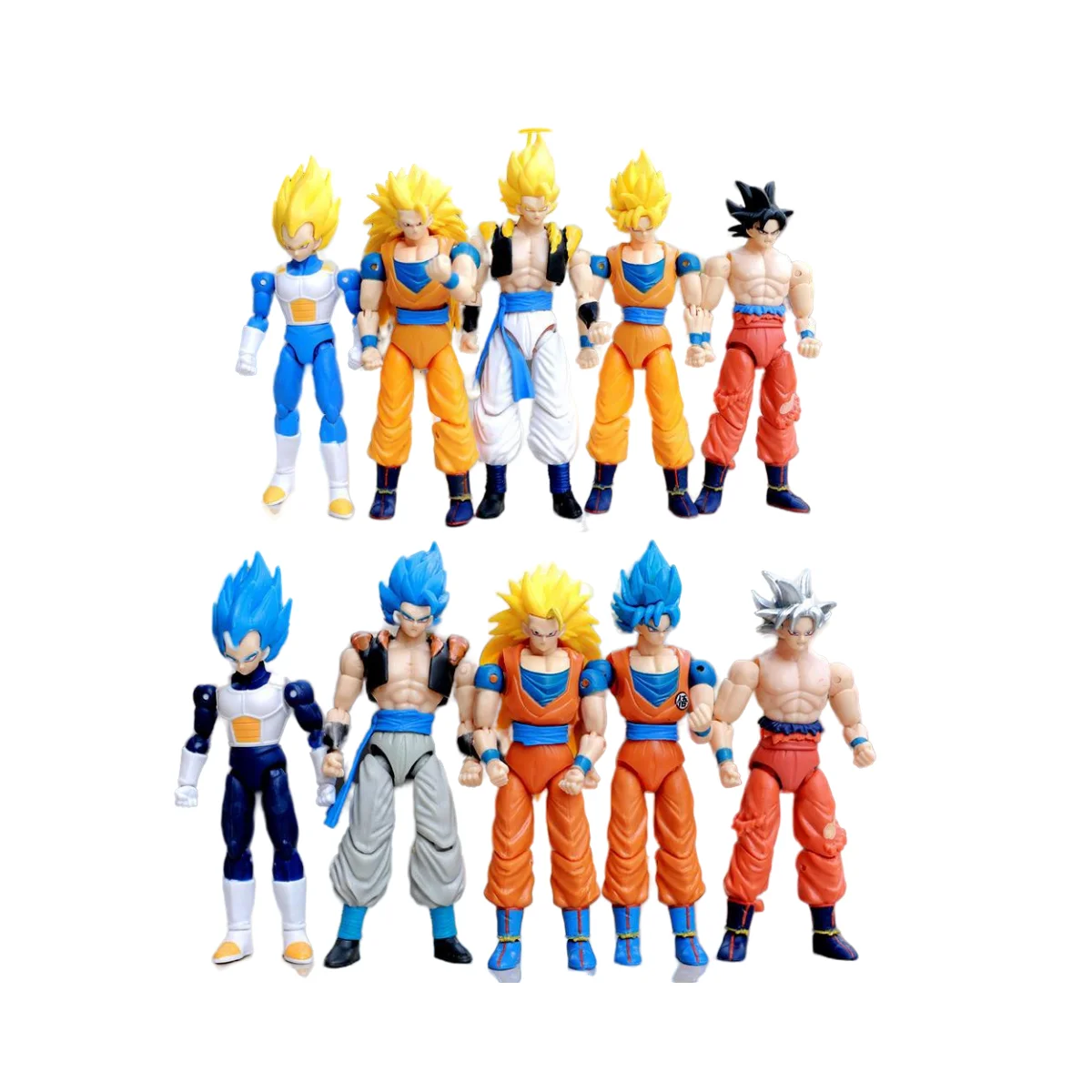 5 Pcs/Set Dragon Ball Action Figure Son Goku Vegeta Gogeta Super Saiyan Change Head Figurine 2 Style Ornament Gifts