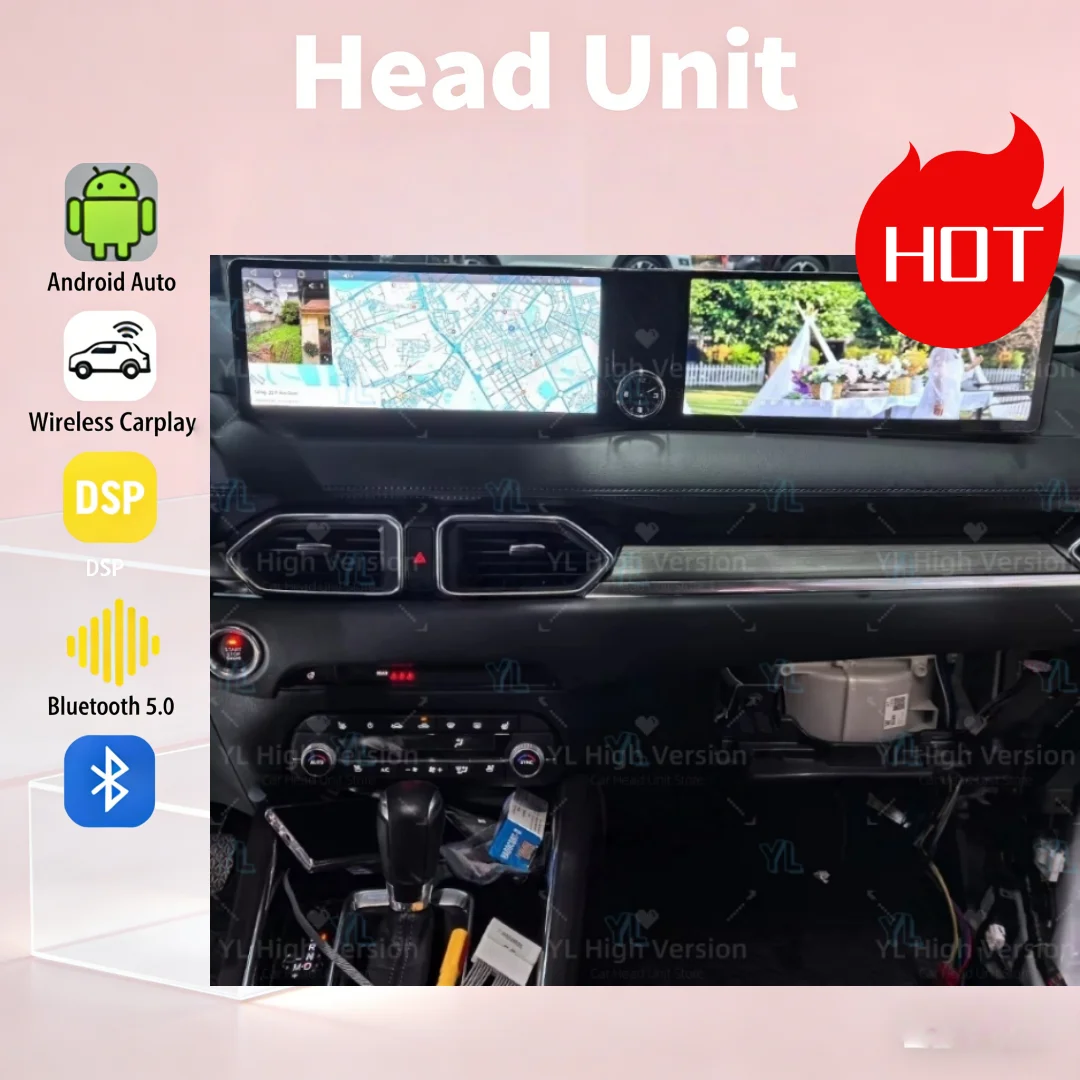 12.3 Inch Dual Screen Android 13 For Mazda CX-5 2017-2025 Touch Screen CarPlay Car Radio Multimedia Player GPS Navigation DSP 4G