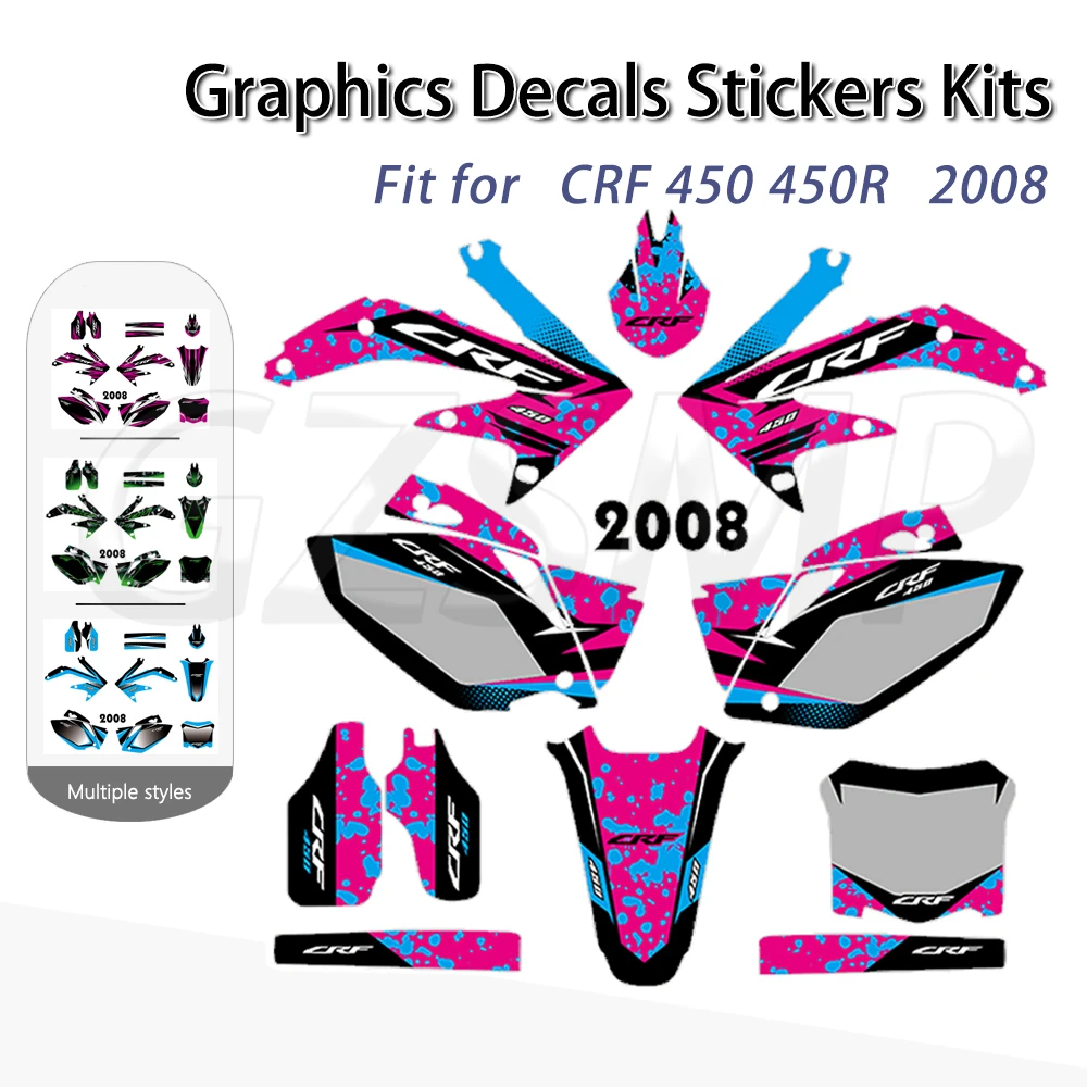 

Motorcycle Graphic Decal Sticker Kits Fit for Honda 2008 CRF450 CRF450R CRF 450 450R 08