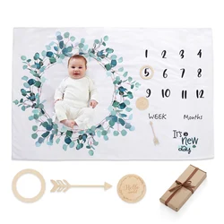 Newborn Monthly Growth Milestone Card Blanket Photography Accessories for Milestone Rug Infant Photography Prop Background Cloth