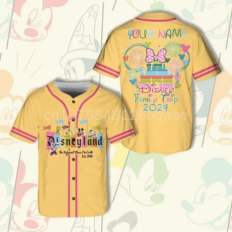 2024 New Minnie Mouse Disneyland 50th Anniversary Walt Disney World 3D Disney Baseball Jersey Fashion Casual Shirt