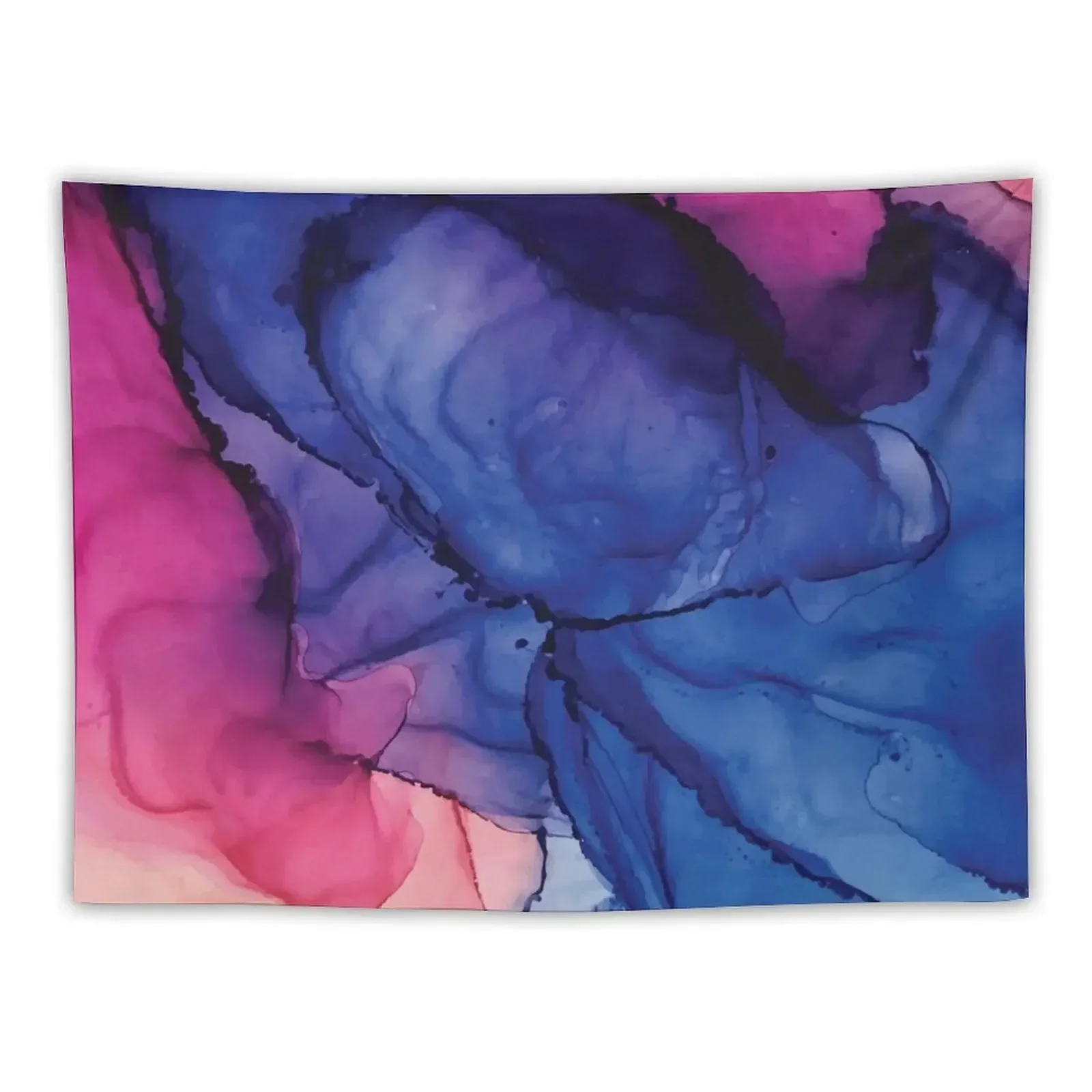 

Pondering- Blush and Blue- Alcohol ink painting Tapestry House Decor Carpet On The Wall Custom Tapestry