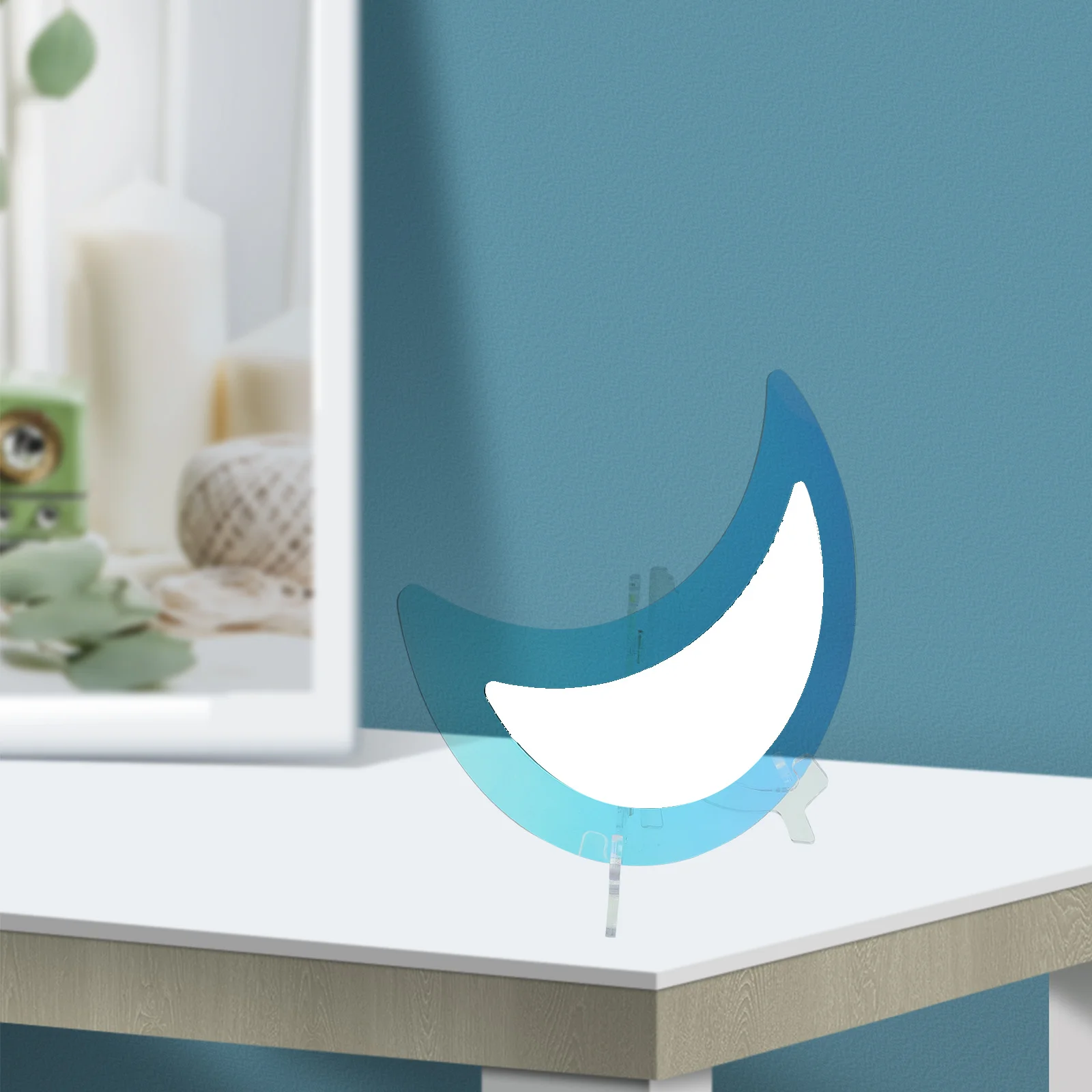 

Acrylic Moon Shaped Mirror Tabletop Makeup Mirror Easy Maintain Wipe Gift Female Friends Home Dorm Decor