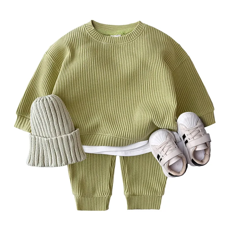 

Girls Clothing Sets Baby Boys Casual Sweatshirt Pant 2Pcs Spring Autumn Children's Crew Neck Solid Color Sportswear Suit 7M-3Y