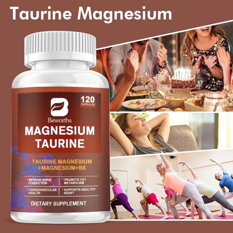 BEWORTHS Magnesium Taurine Pill Support Healthy Muscle Function Chelate Magnesium Supplements Vegan Diet