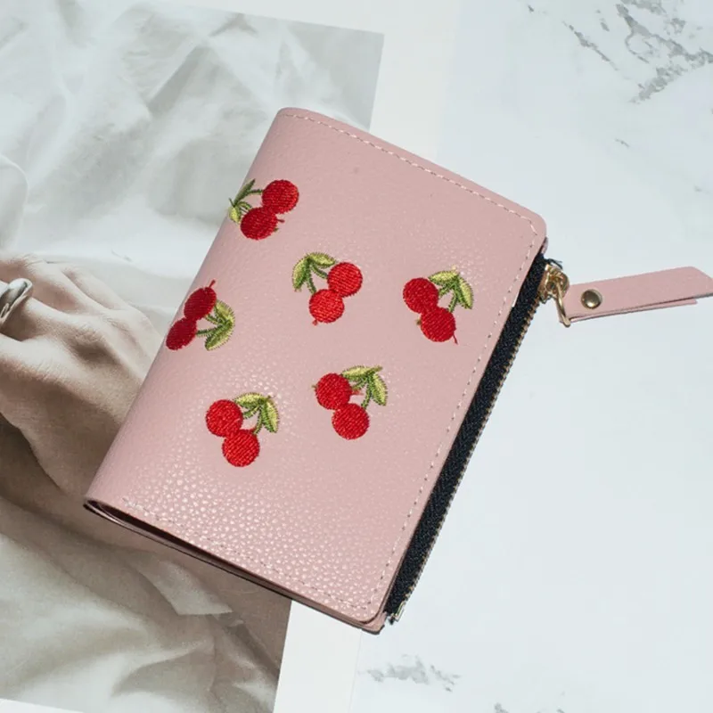 

Женский кошелек с вышивкой, студенческий кошелек для монет, держатель для карт на молнии с несколькими отделениями, красивый дизайн, женский кошелек