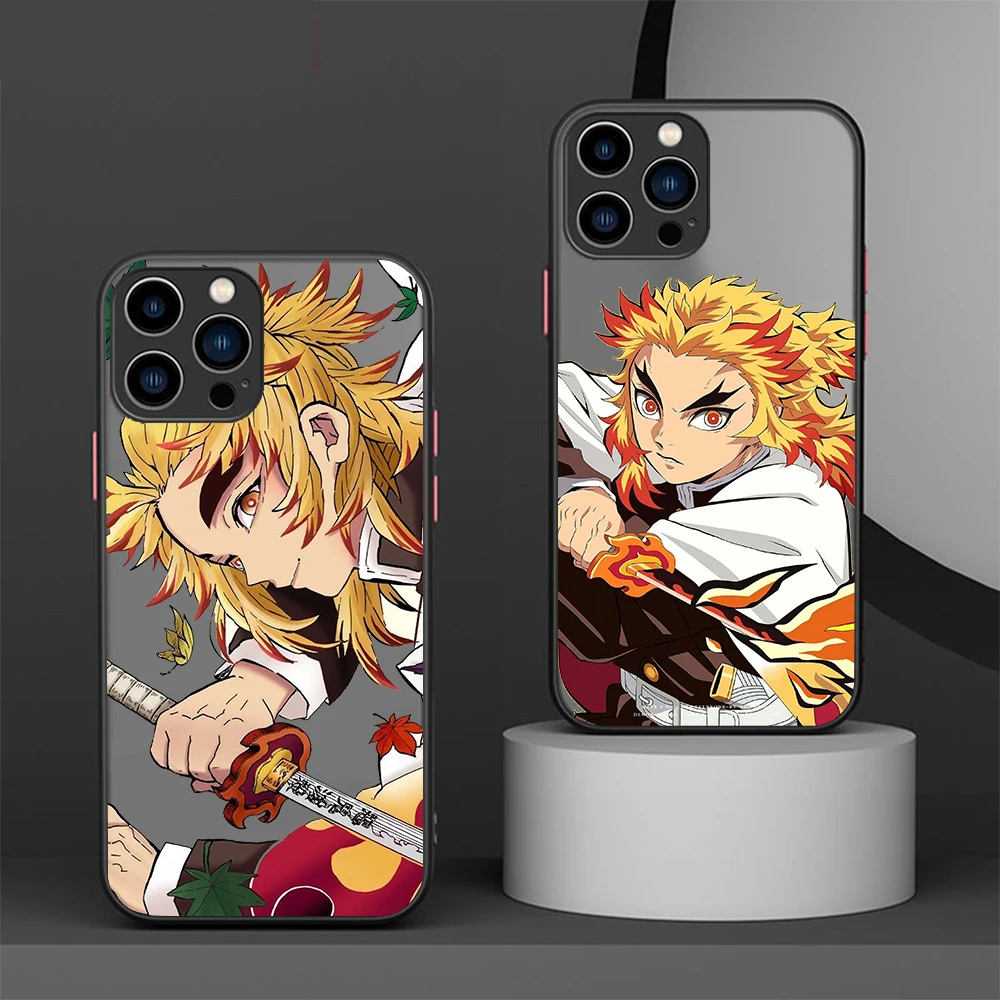 Demon Slayer Rengoku Kyoujurou for iPhone 16 15 14 13 12 Mini 11 Pro Max XS XR 8 7 Plus SE Phone Case Frosted Translucent Cover