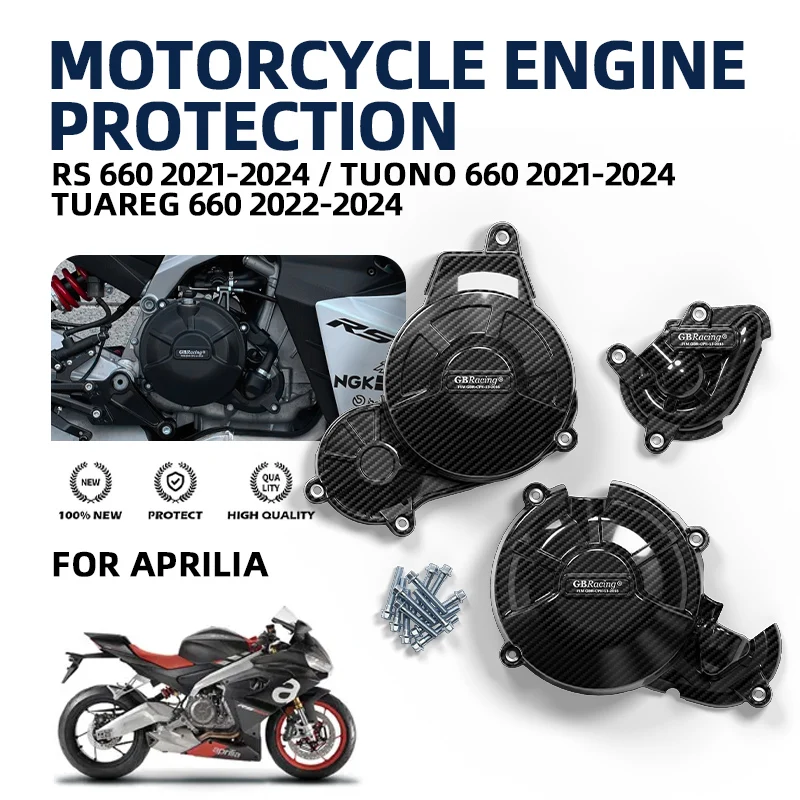 

Для APRILIA RS 660 Tuono 660 2021-2024 Tuareg 660 2022-2024: Комплект аксессуаров для мотоциклов – крышки генератора, сцепления и импульсного датчика, крышки двигателя