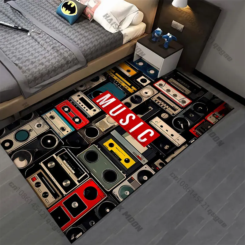 Vintage radios and music appreciation carpet Yoga living room room decor children's crawling mat doormat area rug