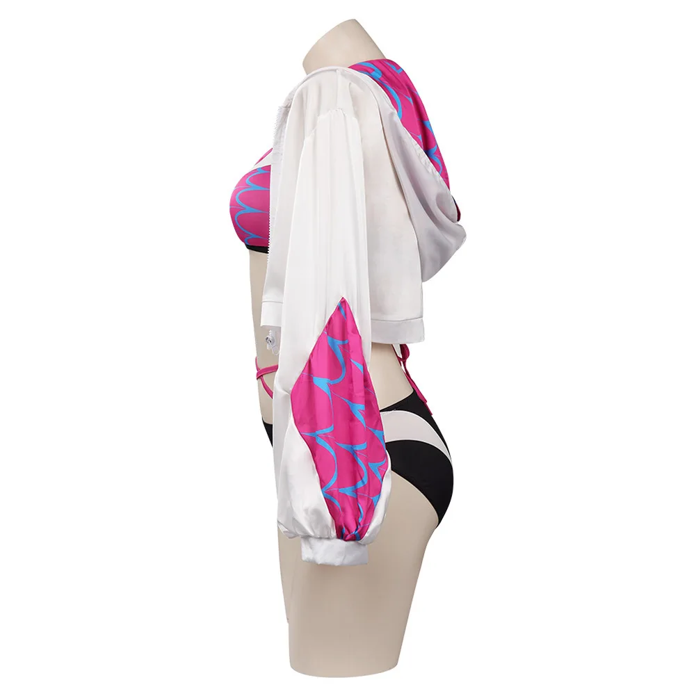 Women's&Girls Gwen Stacy Cosplay Costume Set Bikini Swimsuit with Matching Coat Halloween Carnival Party Disguise Fancy Outfit - view 5