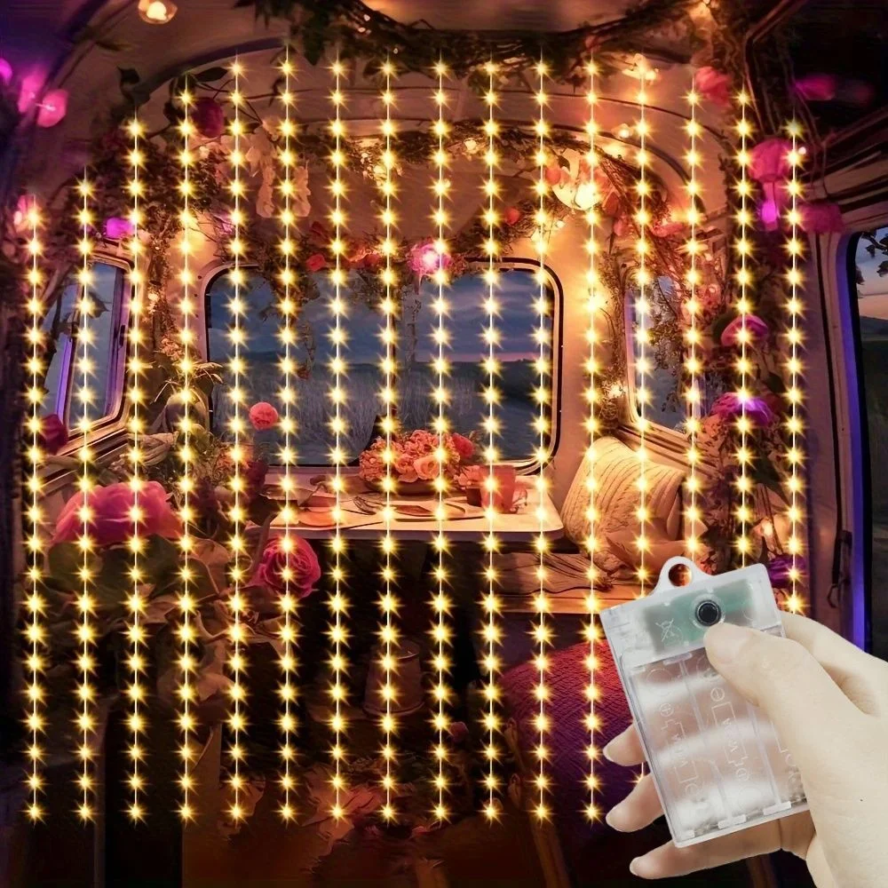 

Светодиодная гирлянда-штора на батарейках для декора дома, свадьбы, Рамадана, Дня святого Валентина, праздника Ид Мубарак