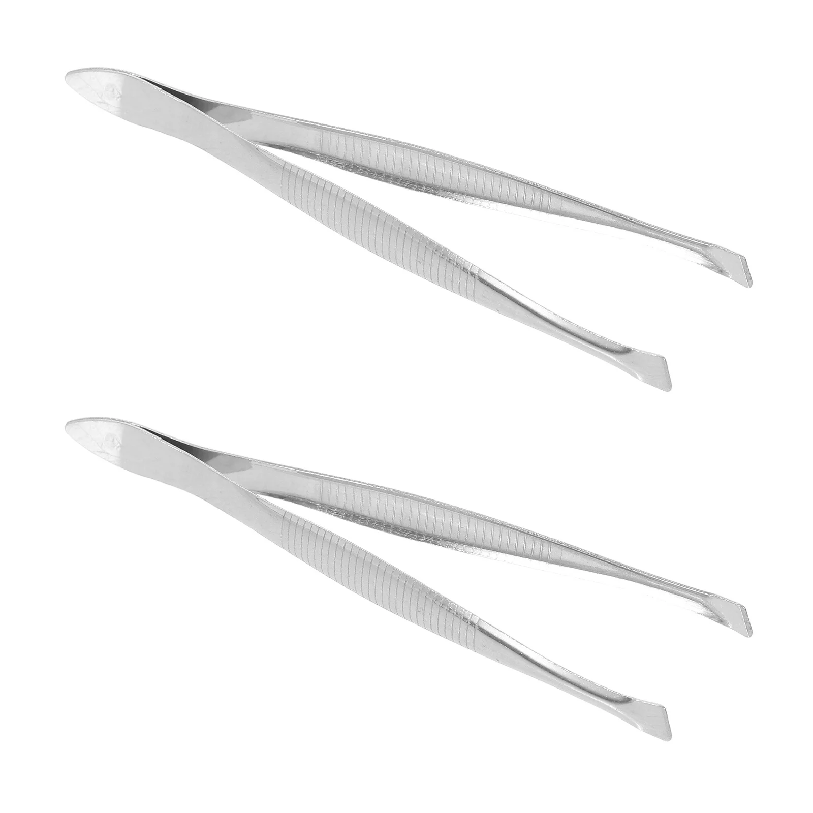 2Pcs Stainless Steel Eyebrow Clamp Perfectly Aligned Tips Hair Removal Tweezers Safe Design Portable Makeup Tool
