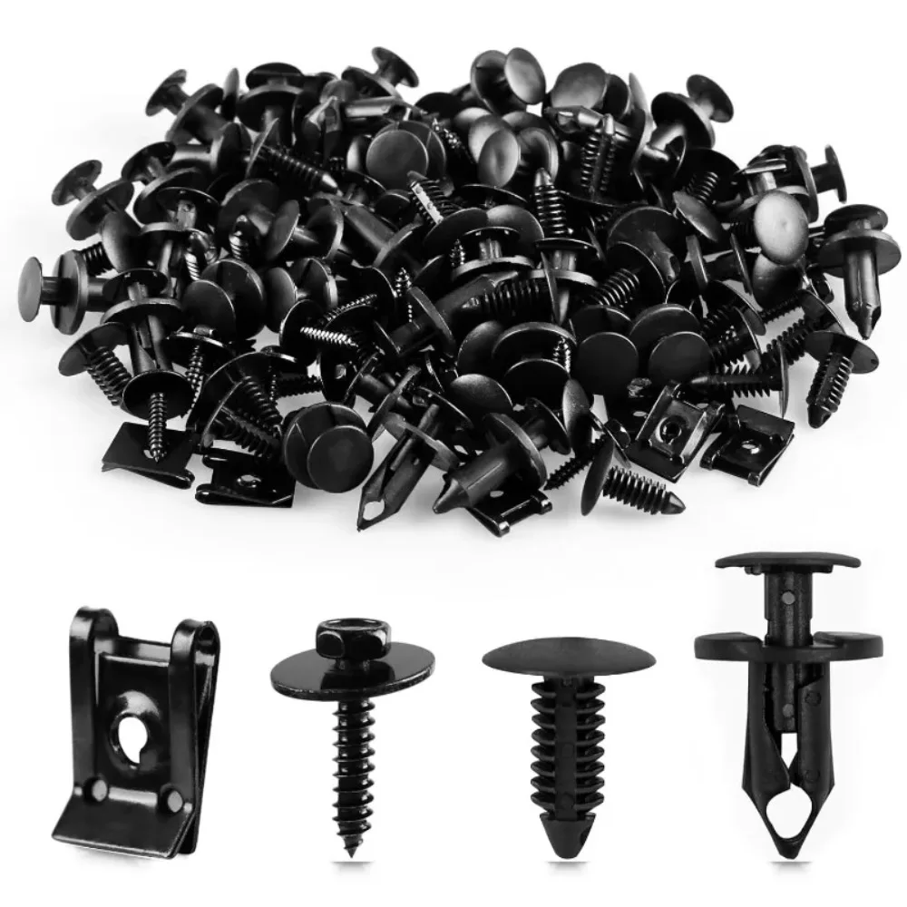 120pcs/bag Fender Liner Engine Splash Shield Hex Head Screw U Nut Kit Nylon Bumper Fastener Retainer Plastic Clips For Car