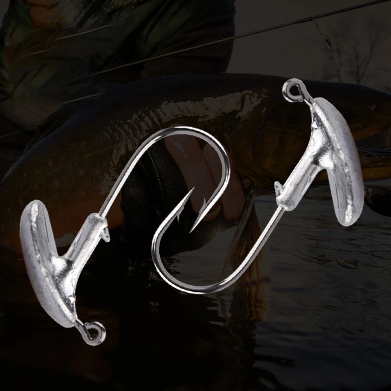 MEREDITH 10PCS Blood Slot Jig Head Tumbler Head Fishing Hook 3.74g1 Χάλυβας