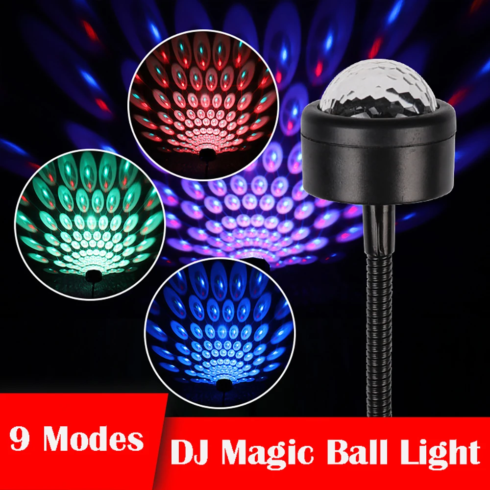 

1/3/8 Pcs DJ Magic Ball Atmosphere Lamp LED Rhythm Light Colorful USB Portable Disco Stage Lights for Car Interior Decor Hoilday