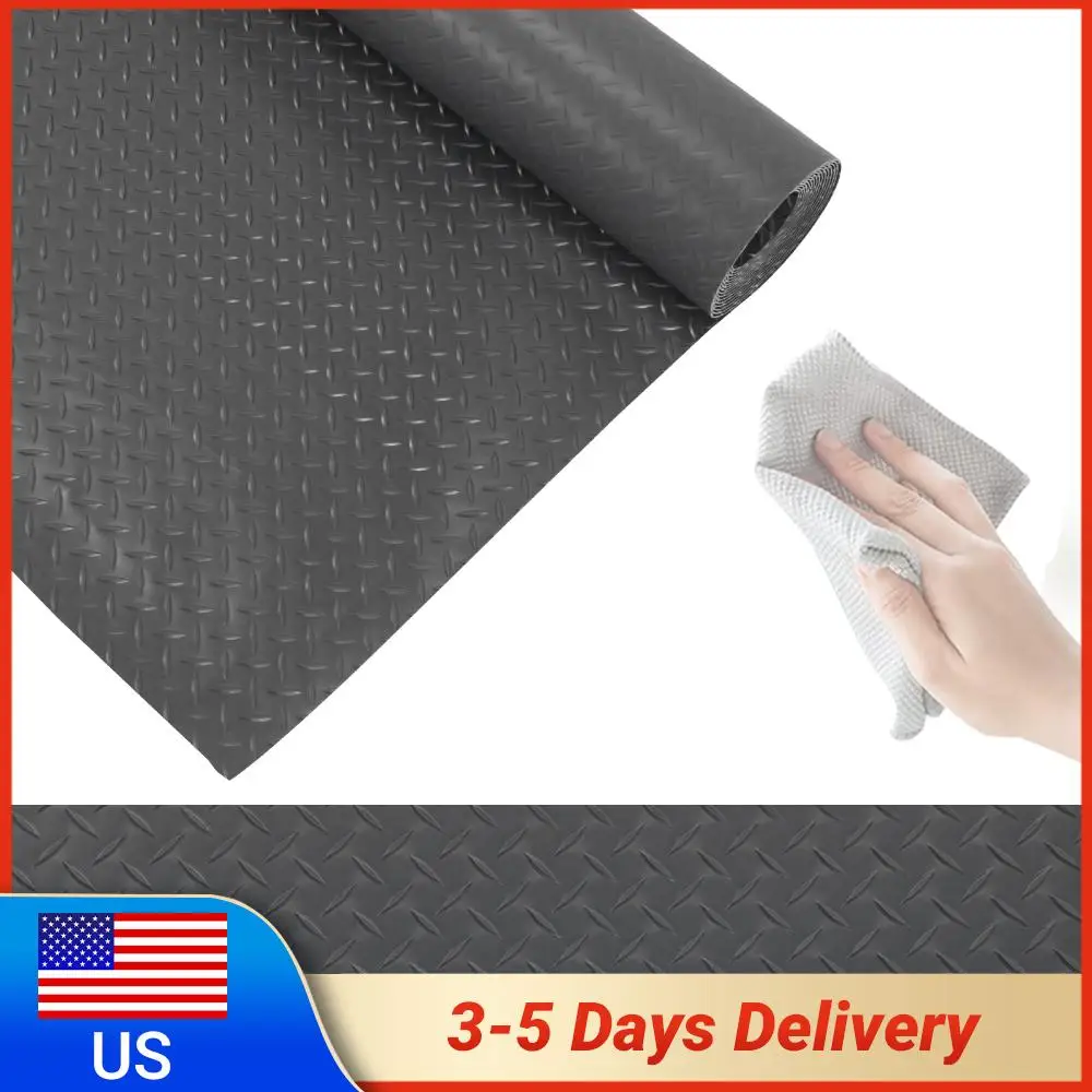 

7.9x21/32.8 FT Garage Floor Mat 2.5mm Garage Shop Parking Mat Diamond Plate PVC for Truck Trailer SUVs Van Golf Cart Motorcycle