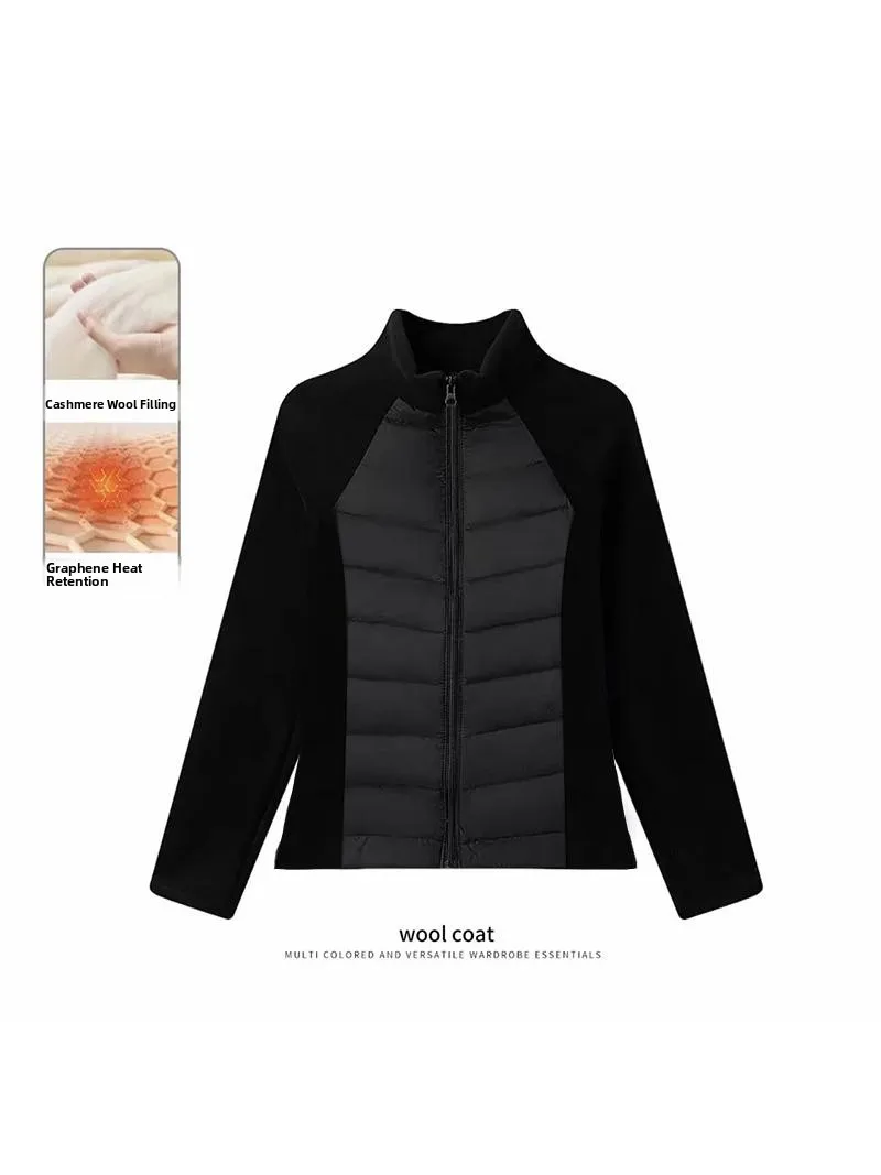 Thickened Graphene Woolen Jacket Women's Slim Fit Coat Lightweight Inner Wear Waist-Cinching Slimming Outerwear