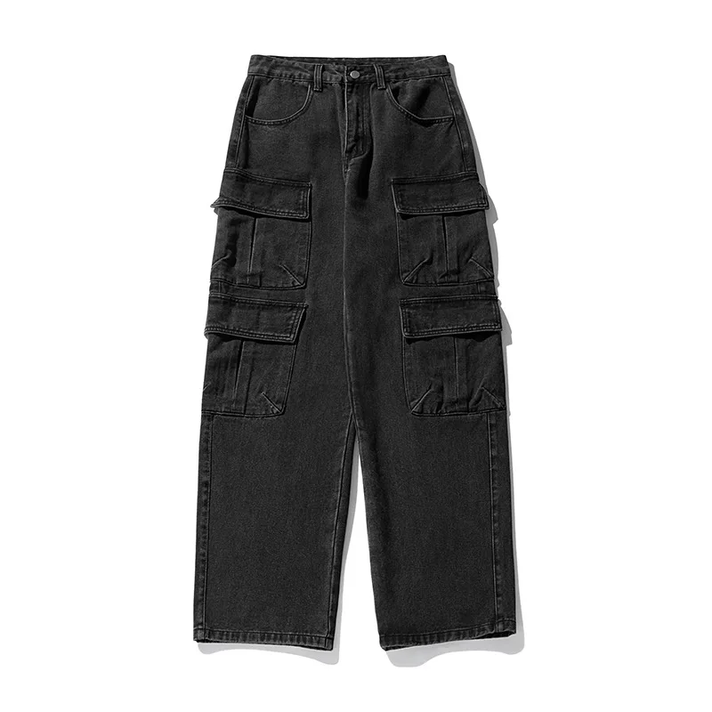 

Men's workwear jeans, comfortable street style denim pants, multi pocket two-color loose fit, European and American workwear pan