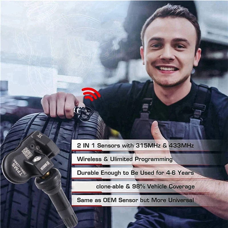6 ชิ้นโปรแกรม MX Sensor 315 เมกะเฮิร์ตซ์ + 433 เมกะเฮิร์ตซ์ 2 ใน 1 เซ็นเซอร์ความดันยาง TPMS สําหรับ Autel เครื่องมือ TS408 TS508 ITS600