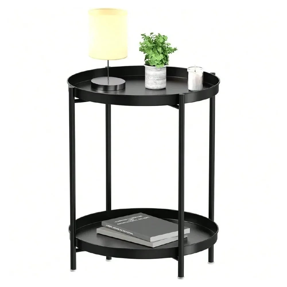

Tier End Table Metal Side Table Waterproof Small Sofa Coffee Side Tables Bedroom Indoor Outdoor With Removable Tray For Living
