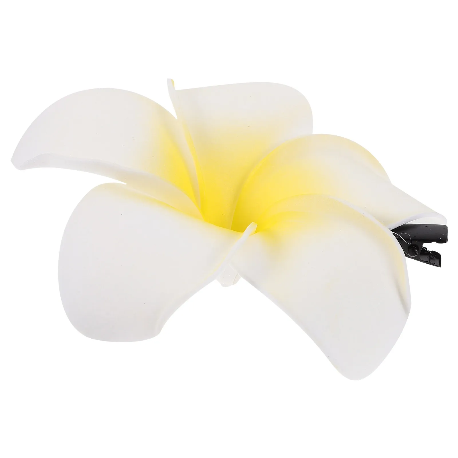 

Artificial Flower Hair Clip White Yellow Plumeria Style Delicate Women Hairpin Hard Metal Pe Made Sweet Headwear for Female