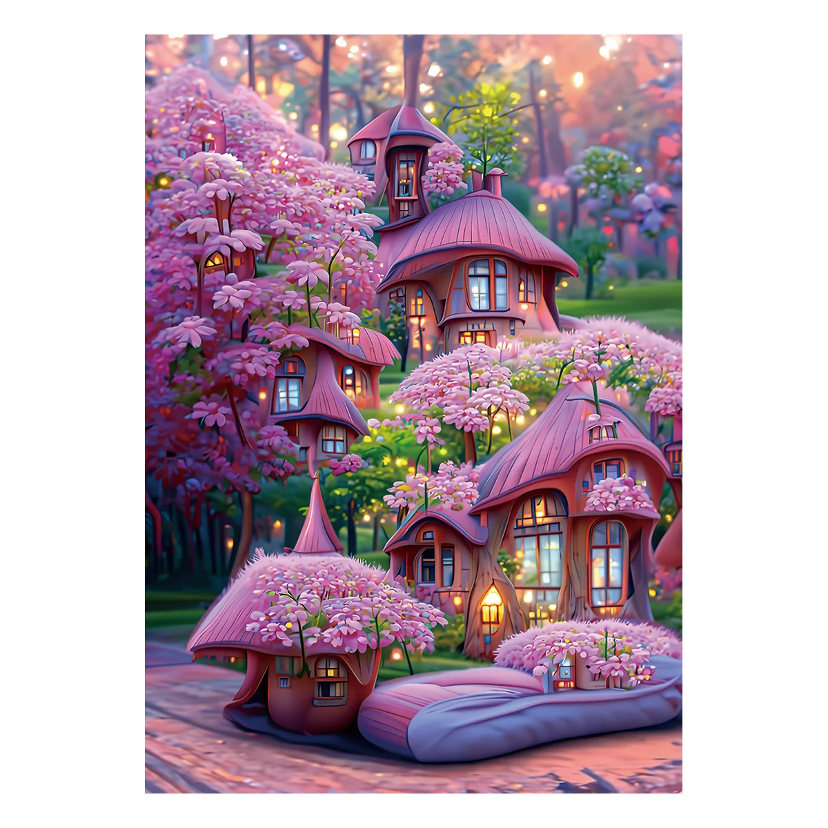 Garden Pink Cabin Landscape Cross Stitch 11CT 9CT DIY Embroidery Kit Living Room Decorative Painting Printed Needlework Pack Set